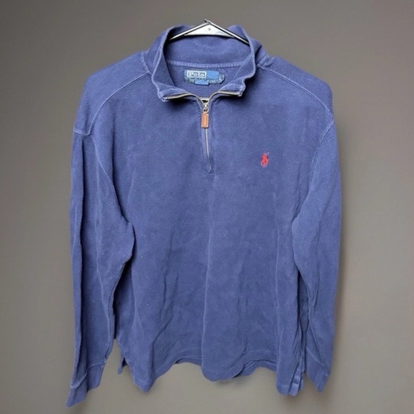 Ralph Lauren Other - Polo Ralph Lauren Men’s 1/4 Zip Pullover Sweatshirt Blue Red Pony Logo Size L